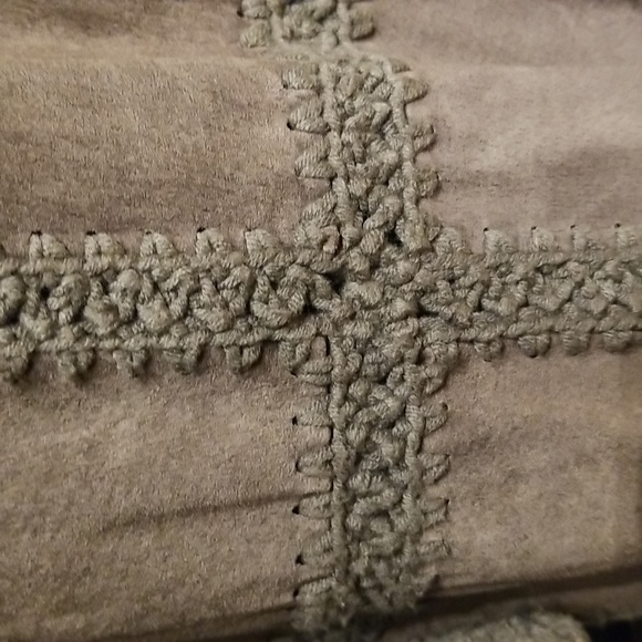 William B Vintage Fall Coat Crochet & Suede Leather / Silk Lined / Sz S / Brown - Picture 11 of 17